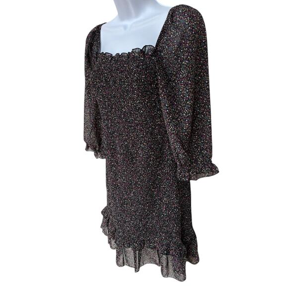 Dress Forum Smocked Bodice Ditzy Print Dress with Ruffles + Puff Sleeves size M - Picture 5 of 9